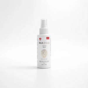 DLAClinical hair care serum spray bottle for scalp support and anti hair loss care on a light background